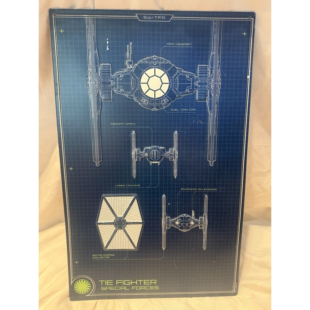 Star Wars Tie Fighter Blue print Metal Tin Sign Wall‎ Decor - 8.5" x 13" RARE
